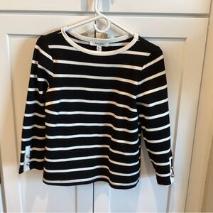 Hannah Signature Black & White Striped Long Sleeve Tee